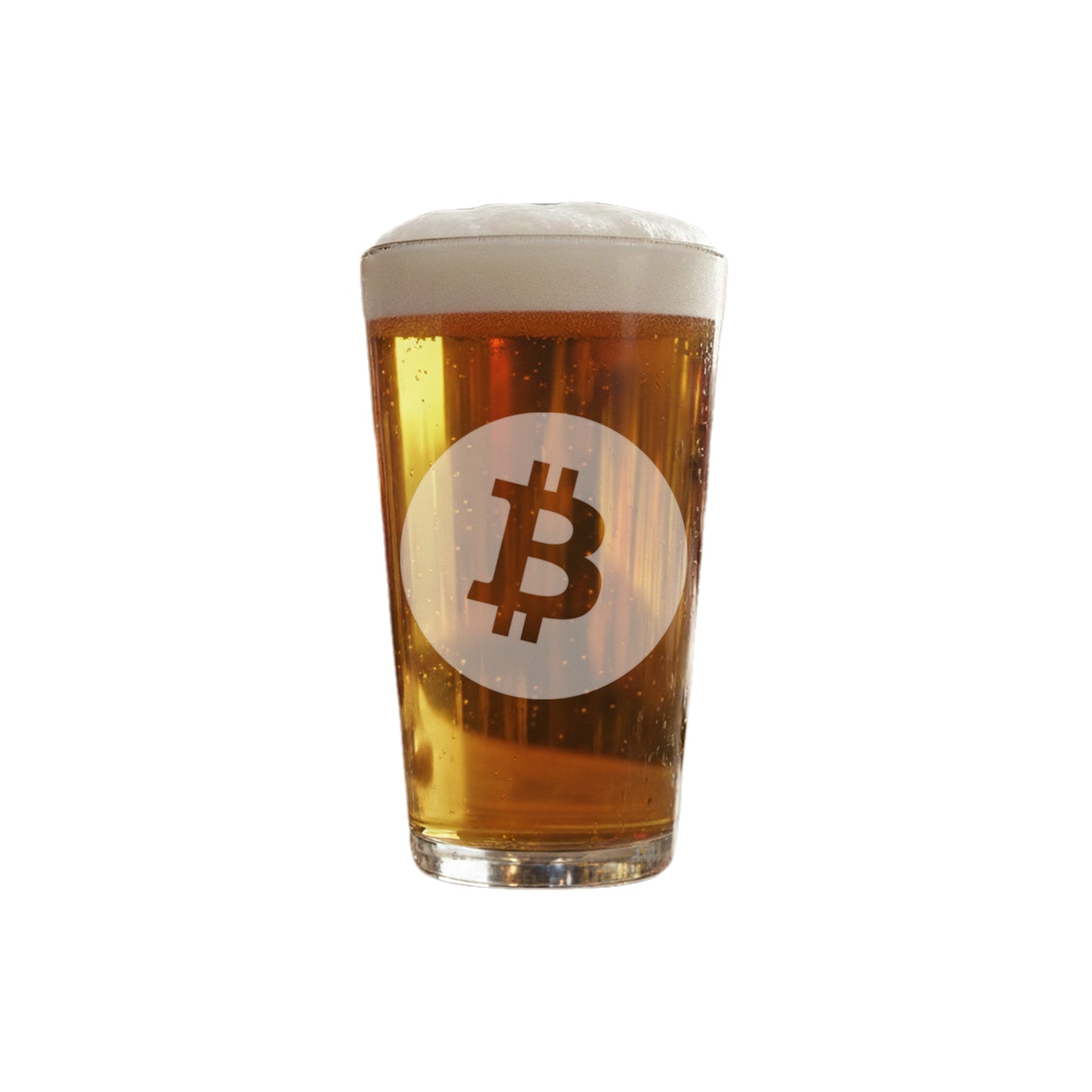 Bitcoin Beer Glass – 16 oz Heavy-Duty Drinking Glass with Bitcoin Design