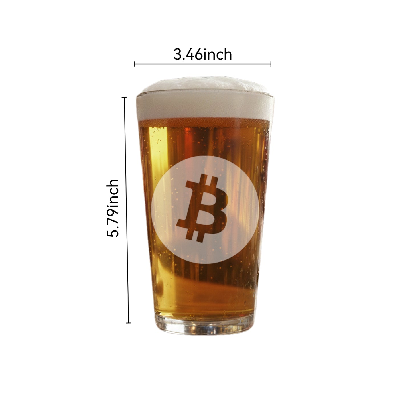 Bitcoin Beer Glass – 16 oz Heavy-Duty Drinking Glass with Bitcoin Design