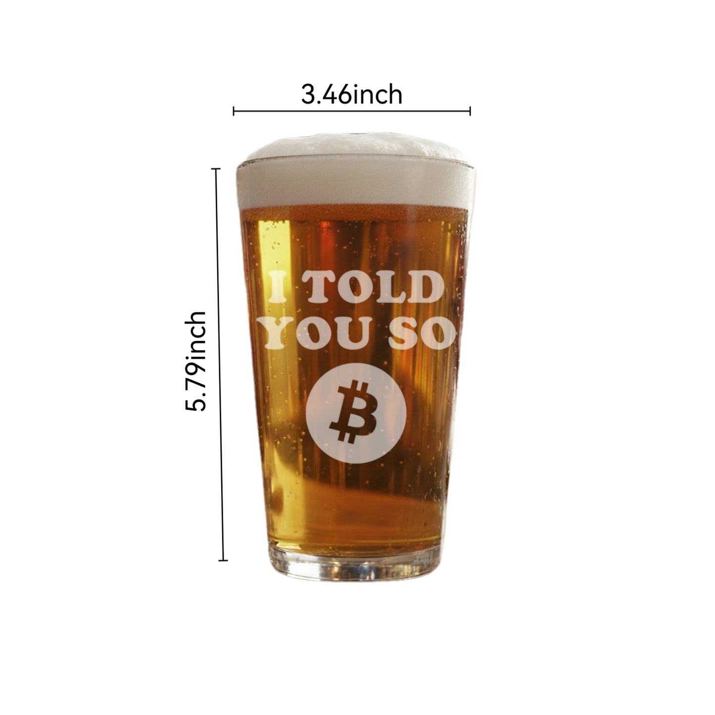 Bitcoin Beer Glass – 16 oz Heavy-Duty Drinking Glass with Bitcoin Design