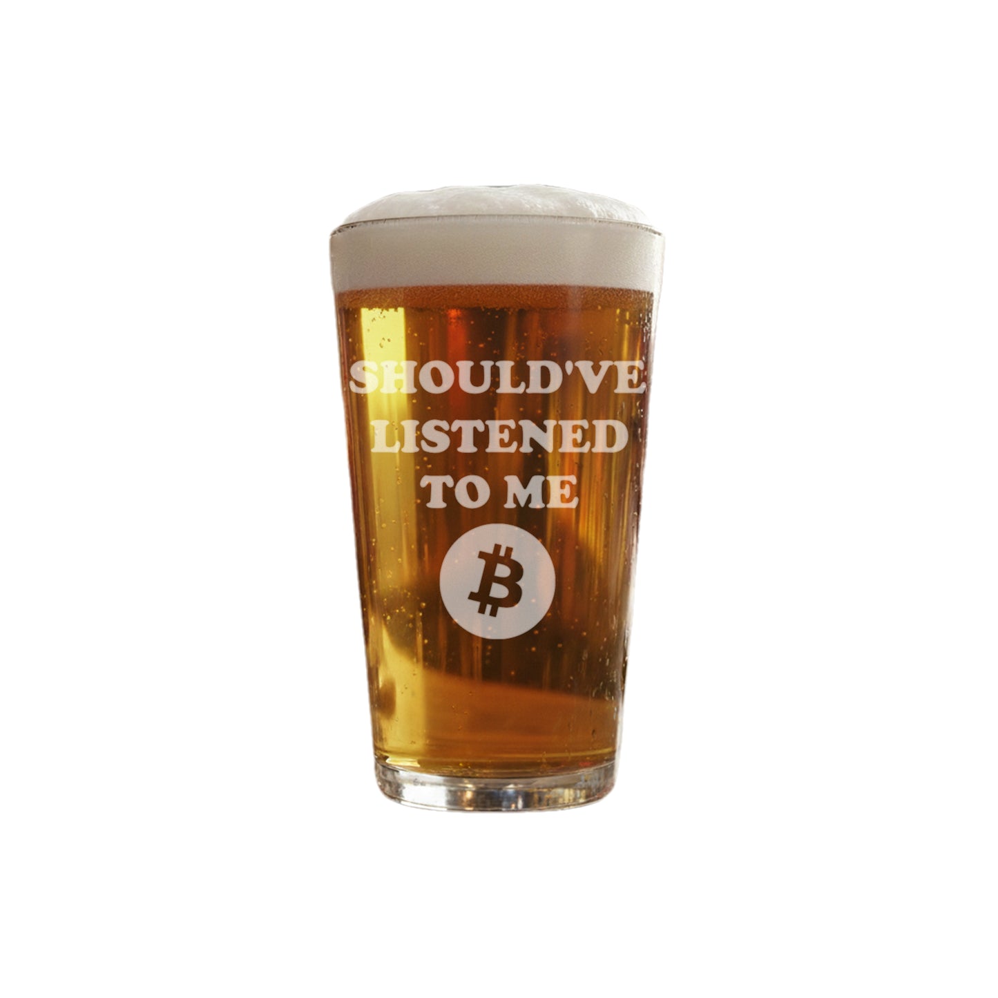Bitcoin Beer Glass – 16 oz Heavy-Duty Drinking Glass with Bitcoin Design