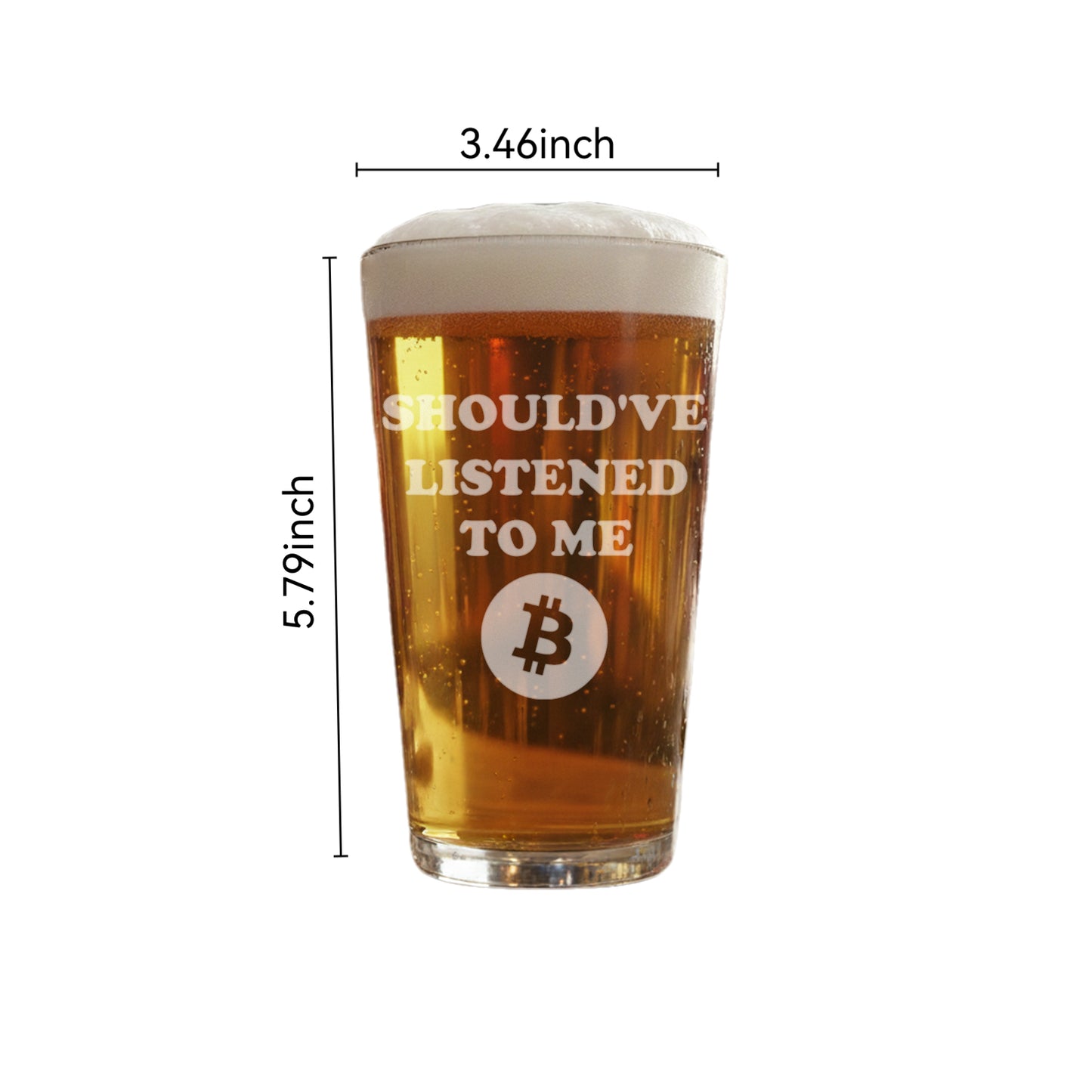 Bitcoin Beer Glass – 16 oz Heavy-Duty Drinking Glass with Bitcoin Design