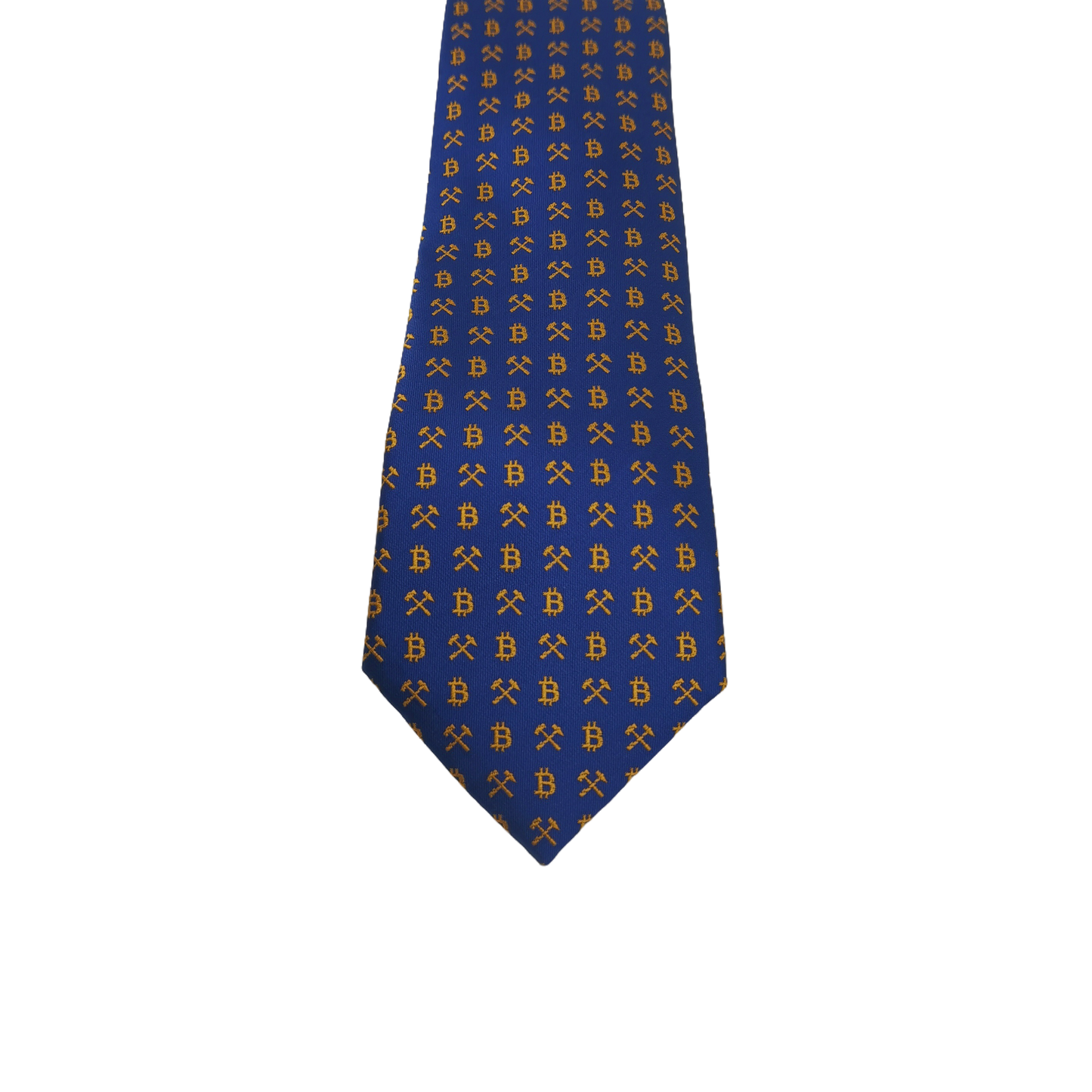 Bitcoin Woven Silk Necktie for Men – Blue & Gold Crypto Pattern Tie with Gift Box