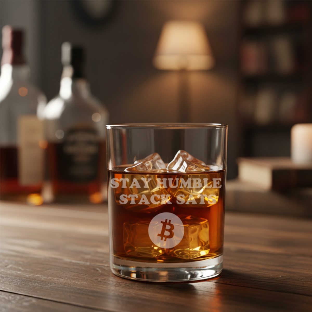 Premium Bitcoin Themed Whiskey Glass Set, Lead-Free Crystal, 11 oz, Novelty Cryptocurrency Design, for Home Bar